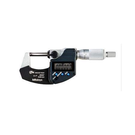 Mitutoyo 1 in. Digimatic Micrometer with 25.4 mm IP65 Ratchet Stop-No SPC Output MI435687